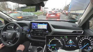 Toyota Highlander: traffic jam assist. Short real-life test in a city. ACC + LTA :: [1001cars]