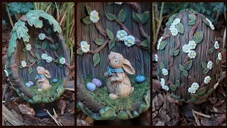 Easter bunny in a concave egg 🐰🪺🌱 Wielkanocne wklęsłe jajko z zajączkiem 🐰🪺🌱 #diy #tutorial #pisanki