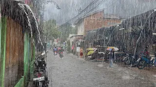 super heavy rain in my village | non-stop rain all day | fell asleep to the sound of heavy rain