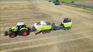 Claas Jaguar - Claas Quadrant - Claas Quadro Pac - Strohbergung 2023 im Oderbruch häckseln-pressen