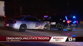 Police officer, Alabama State Trooper vehicles crash on I-65