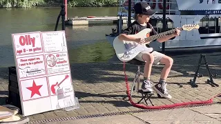 IMAGINE 8 year old on guitar busking Chester River entertainment / John Lennon / talented musician