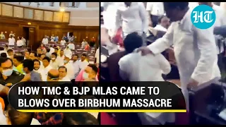Watch BJP-TMC fist fight over Birbhum massacre in West Bengal assembly; 5 BJP MLAs suspended