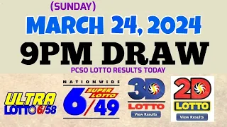 Lotto Result Today 9pm draw March 24, 2024 6/58 6/49 Swertres Ez2 PCSO#lotto