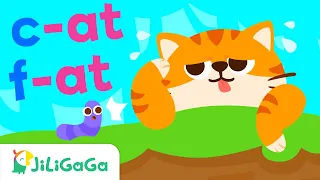 at | cat mat hat fat 🐱 👒 🎶 | Fun with Phonics | Jiligaga