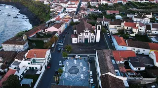 Fenais da Luz 2021 no fim do dia vídeo aéreo São Miguel Açores