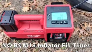 Milwaukee M18 Inflator Fill Times