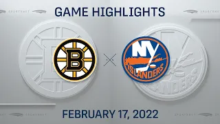 NHL Highlights | Bruins vs. Islanders - Feb. 17, 2022