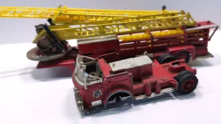 Renovation of American Lafrance Aerial Rescue Truck Corgi Major No. 1143 Toy Model Cast.