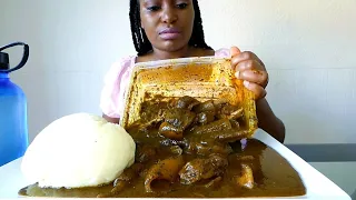 Asmr mukbang banga atama soup with pounded yam fufu/ Nigerian food mukbang