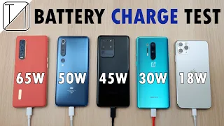 Mi 10 Pro vs OnePlus 8 Pro vs S20 Ultra vs iPhone 11 Pro Max vs Oppo Find X2 Pro Charging Speed Test