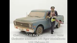 Chevrolet C-10 Pick Up 1971 Texas Chainsaw Massacre mit Figur Modellauto 1:18 Highway 61