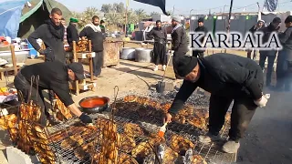 KARBALA :Reception by Grilled chicken at the Arbaeen walk | Impressions of KARBALA