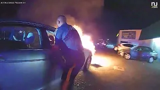 Cops rescue N.J. driver from burning vehicle