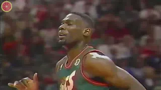 Shawn Kemp duel Michael Jordan！NBA Finals 1996.6.7 Seattle SuperSonics at Chicago Bulls G2