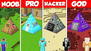 TRIANGLE PYRAMID BASE BUILD CHALLENGE - Minecraft Battle: NOOB vs PRO vs HACKER vs GOD / Animation