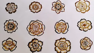 Different henna flowers design |Trendy mehandi elements | Besic flowers tutorial @Mehandi_art06