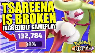 TSAREENA IS WAY TOO BROKEN!! INCREDIBLE 130k+ DAMAGE GAMEPLAY | Pokemon Unite