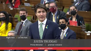 Justin Trudeau gives speech on Russia's attack on Ukraine