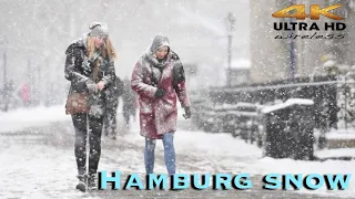 [4K HD] First Heavy Snow at Hamburg city . Germany 🇩🇪 2021