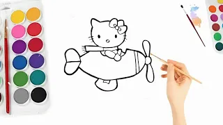 how to draw easy hello kitty with friends|| helicopter draw and color @knowledgewitharts