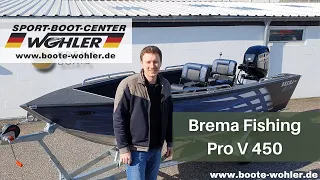 Brema Fishing Pro V 450 mit Mercury F50 ELHPT, Aluminium Angelboot, Mid-Size Tiller