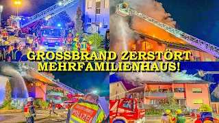 +++ GROSSBRAND ZERSTÖRT MEHRFAMILIENHAUS +++ FLAMMEN LODERN IM DACHSTUHL | FEUERWEHR | GROSSEINSATZ