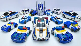 Collection of police rescue vehicles & transforming robots: Tobot Optimus Prime animated by Lego