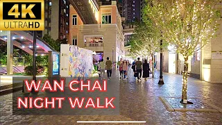 Wan Chai Night Walk- Heritage Trail/Lee Tung- Virtual Walking Tour [4K]