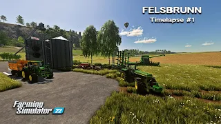 New farm, preparing fields, harvesting wheat, baling straw | Felsbrunn | FS22 | Timelapse #1