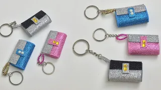 Mini Hand Bag Keychain Craft//Glitter foam sheet // easy Keychain Craft#Keychaincraft