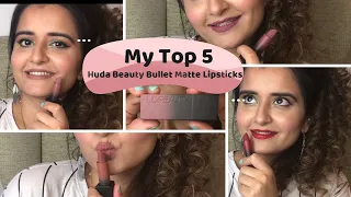 My Top 5 Huda Beauty Bullet Matte lipsticks Swatches and Huda Beauty Diamond Hydrating Balm Review