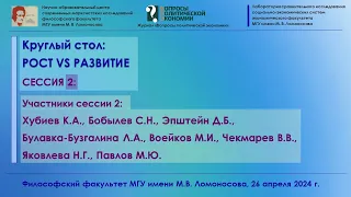 СЕССИЯ 2_Круглый стол "РОСТ vs РАЗВИТИЕ"_философский факультет МГУ, 26 апреля 2024 г.