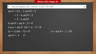 CAIE 9709 P3 Year 2021 Winter Paper 33 - Question 5