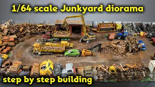 Building large Junkyard diorama, 1/64 scale, entire process