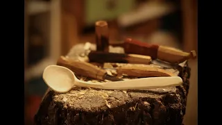 Carving a spoon from a side branch