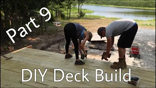 Deck Building | Huge porch build DIY | part 9 | DIY Debt Free Cabin Build