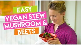 Vegetarian Stew Recipe with Mushrooms, Red Beets and Green Kale