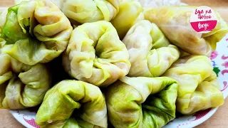 Stuffed cabbage. Cabbage rolls Unusual. How to wrap so that they do not open? How do I store food?