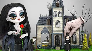 The Addams Family Craft Challenge! Miniature House, Morticia Doll, And Spooky Bookshelf!