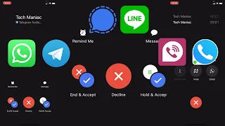 6 Apps: WhatsApp, Telegram, Signal, Line, TeleGuard, Zangi Call Waiting Incoming Call. iPhone, iOS14