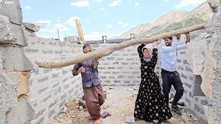 Demolition of the old house and reconstruction of a new shelter by the nomadic father and daughter