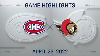 NHL Highlights | Canadiens vs. Senators - Apr 23, 2022