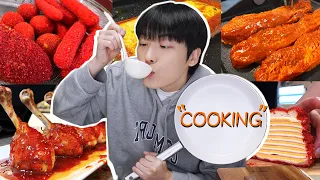 ASMR MUKBANG | BEST COOKING PART 5# CHEETOS Fried Chicken, Rice Cake, FIRE noodles Food recipe