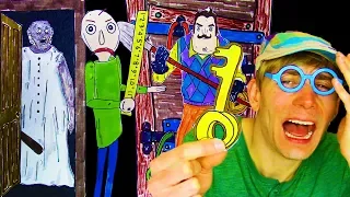 ESCAPE!!!😈 HELLO NEIGHBOR / BALDI'S BASICS / GRANNY'S HOUSE Coloring Page Game in Real Life