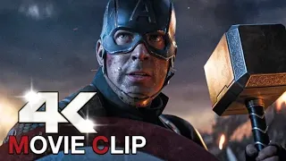 Captain America Lifts Thor's Hammer Mjolnir Scene - Avengers Endgame (2019) Movie Clip 4K