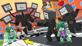 Monster School : Large TV & Chainsaw Man Zombie All Episode - Minecraft Animation
