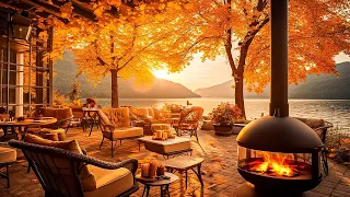 Sweet October Fall Morning in Cozy Coffee Shop Ambience☕ Soothing Piano Jazz Music to Focus, Working