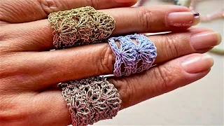 ANILLO DE ABANICOS - BISUTERÍA MODERNA A CROCHET