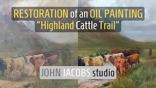 RESTORATION of an OIL PAINTING (version 2) - "Highland Cattle Trail"